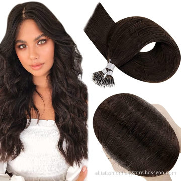 Wholesale high quality No any split ends straight double drawn remy human nano hair extensions Nano tip hair Nano Ring Hair